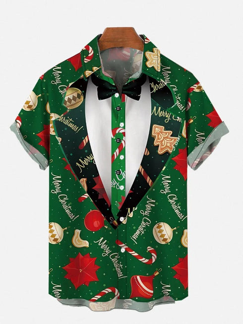 Men's Christmas Funny Graphic Short Sleeve Hawaiian Shirt